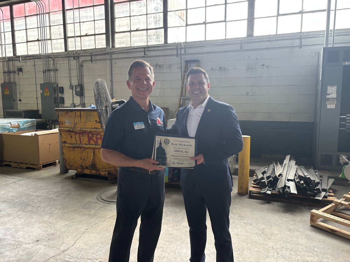U.S. Congressman Ryan Mackenzie (@repmackenzie) on Twitter photo Last week, I joined <a href="/GLVCC/">Lehigh Valley Chamber</a> and the Carbon Chamber for a ribbon cutting celebrating AMPAL’s expansion in Palmerton. For over 40 years, AMPAL has powered our local economy and supported America’s defense and aerospace industries. Their investment in Carbon County means more jobs, Last week, I joined <a href="/GLVCC/">Lehigh Valley Chamber</a> and the Carbon Chamber for a ribbon cutting celebrating AMPAL’s expansion in Palmerton. For over 40 years, AMPAL has powered our local economy and supported America’s defense and aerospace industries. Their investment in Carbon County means more jobs,