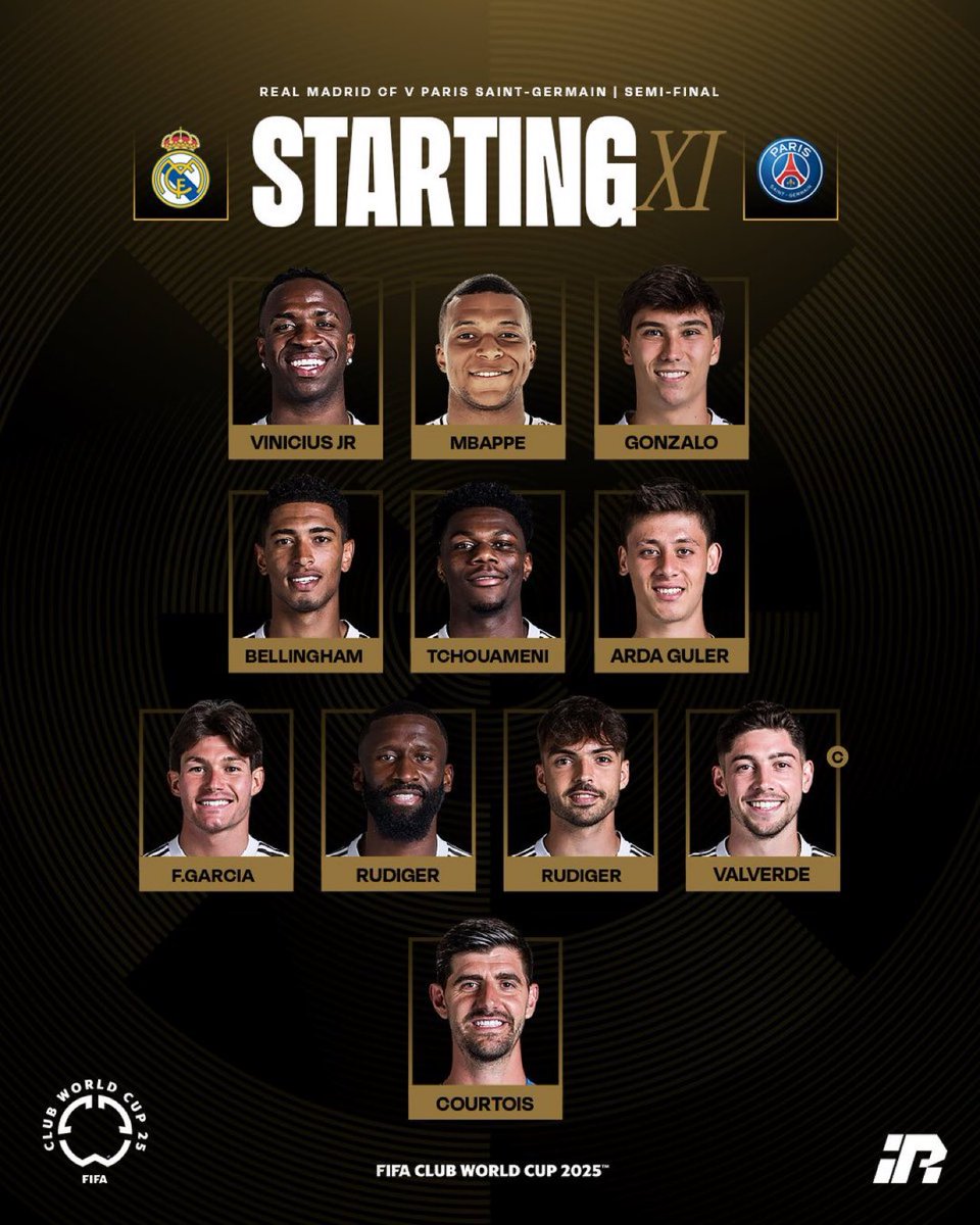 🚨 التشكيلة الرسمية لريال مدريد ضد باريس سان جيرمان 🚨
