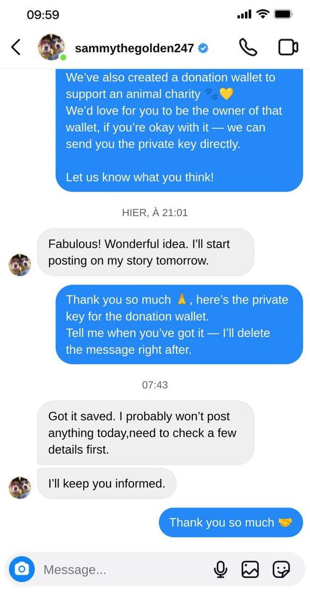 SammyETH_CTO's tweet photo. The owner of Instagram now has the private key for the donation wallet. 

They are going to start posting on their IG story soon. 

$SAMMY