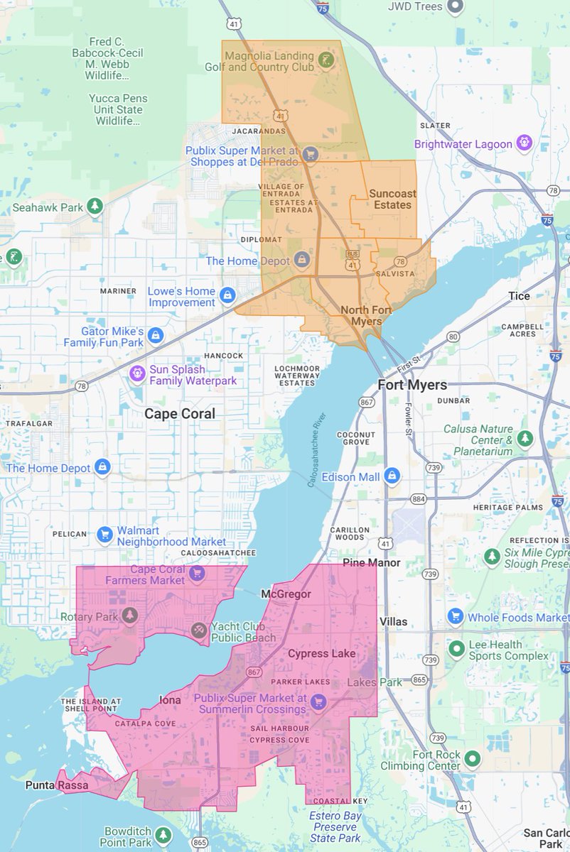 LCMCD will be providing treatments by truck (areas in orange) and by air (areas in pink) this evening 7/9/2025. For more information: lcmcd.com/treatment-sche…