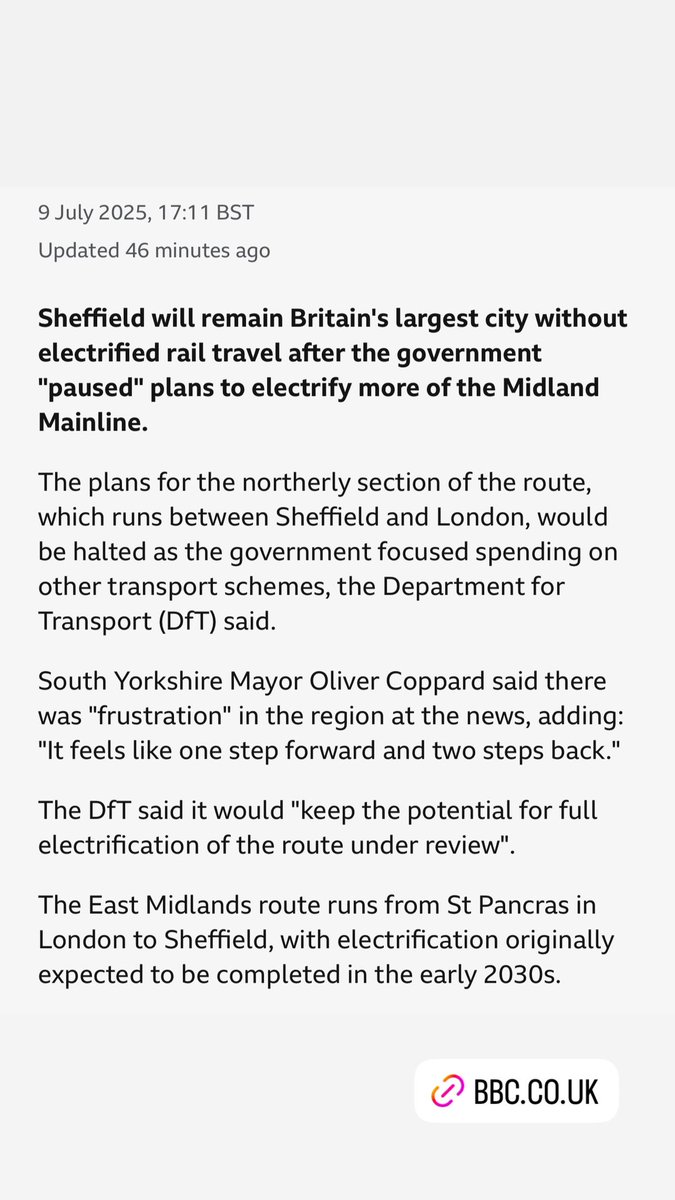 This is not ok. South Yorkshire deserves better and I will keep fighting for the rail improvements we need across and into our region.