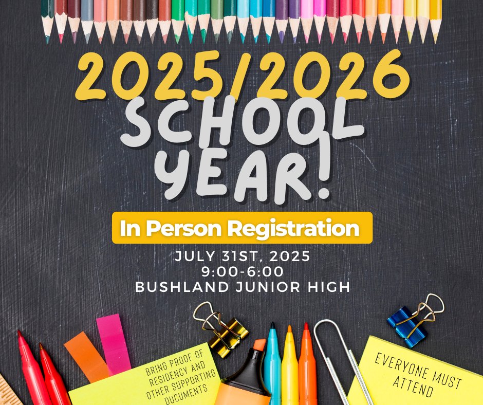 You can log in to your parent portal to register your students. New students or transfers, please come by the Admin Building to pick up a student registration packet. Come experience Falcon/Blackhawk Nation!!
bushlandisd.net/375991_2