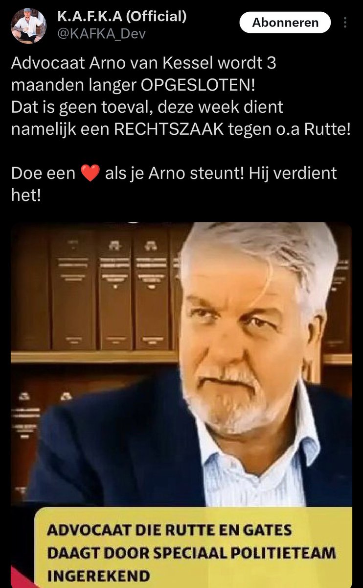 Kessels dat is toch de advocaat die verdacht wordt van het ramen van een terreuraanslag.

Laffe vluchteling.

Doe een ♥️ en 🔁 als je het met me eens bent.
