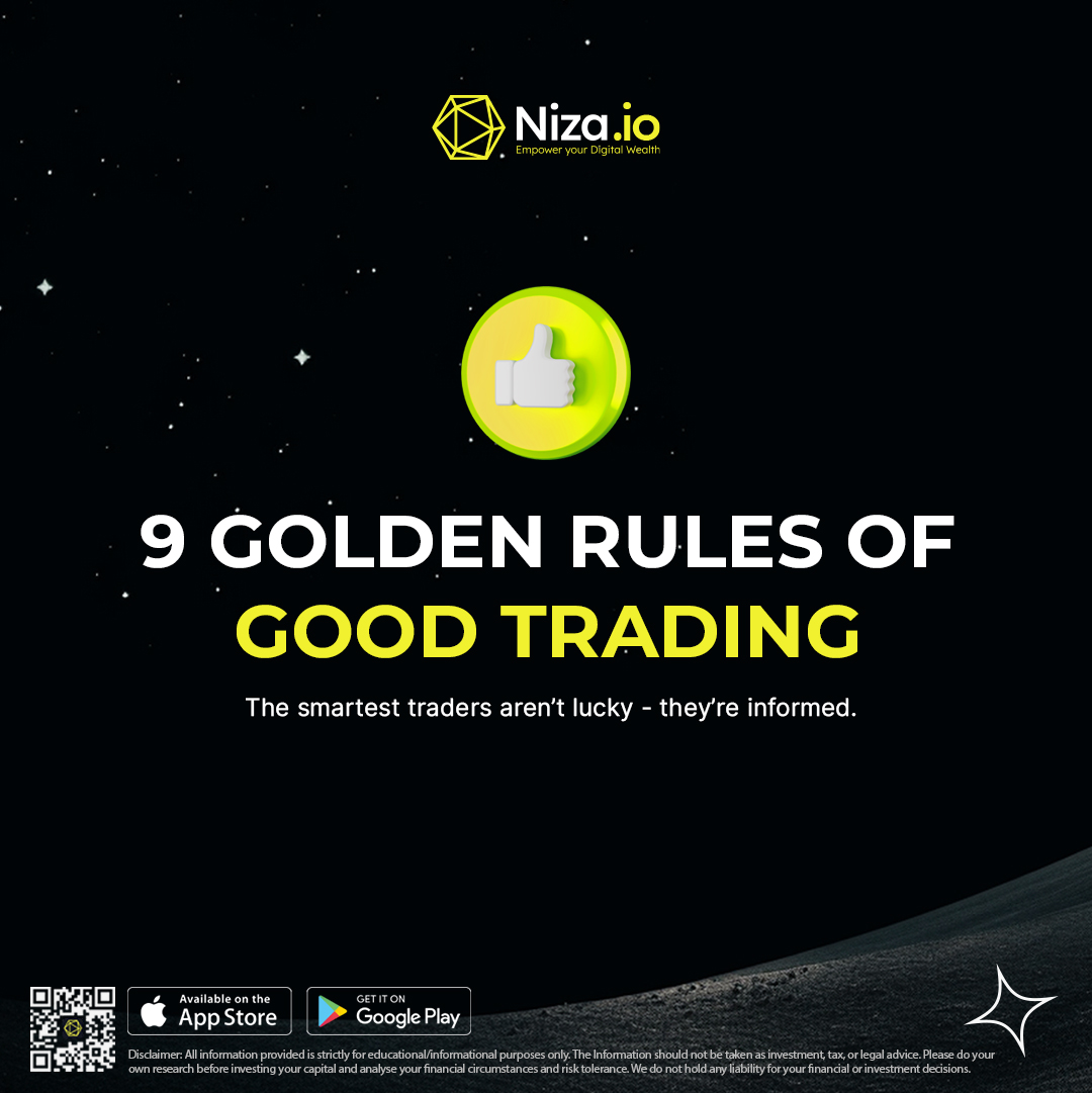 nizacoin's tweet image. 🧠 The smartest traders aren’t lucky - they’re informed.

Discover the 9 Golden Rules for smart trading.
📈 Trade with confidence
💰 Maximize your profits

👉 Start now: niza.io/trade

#niza #smarttrade #learn #nizalearn #cryptolearn #DYOR