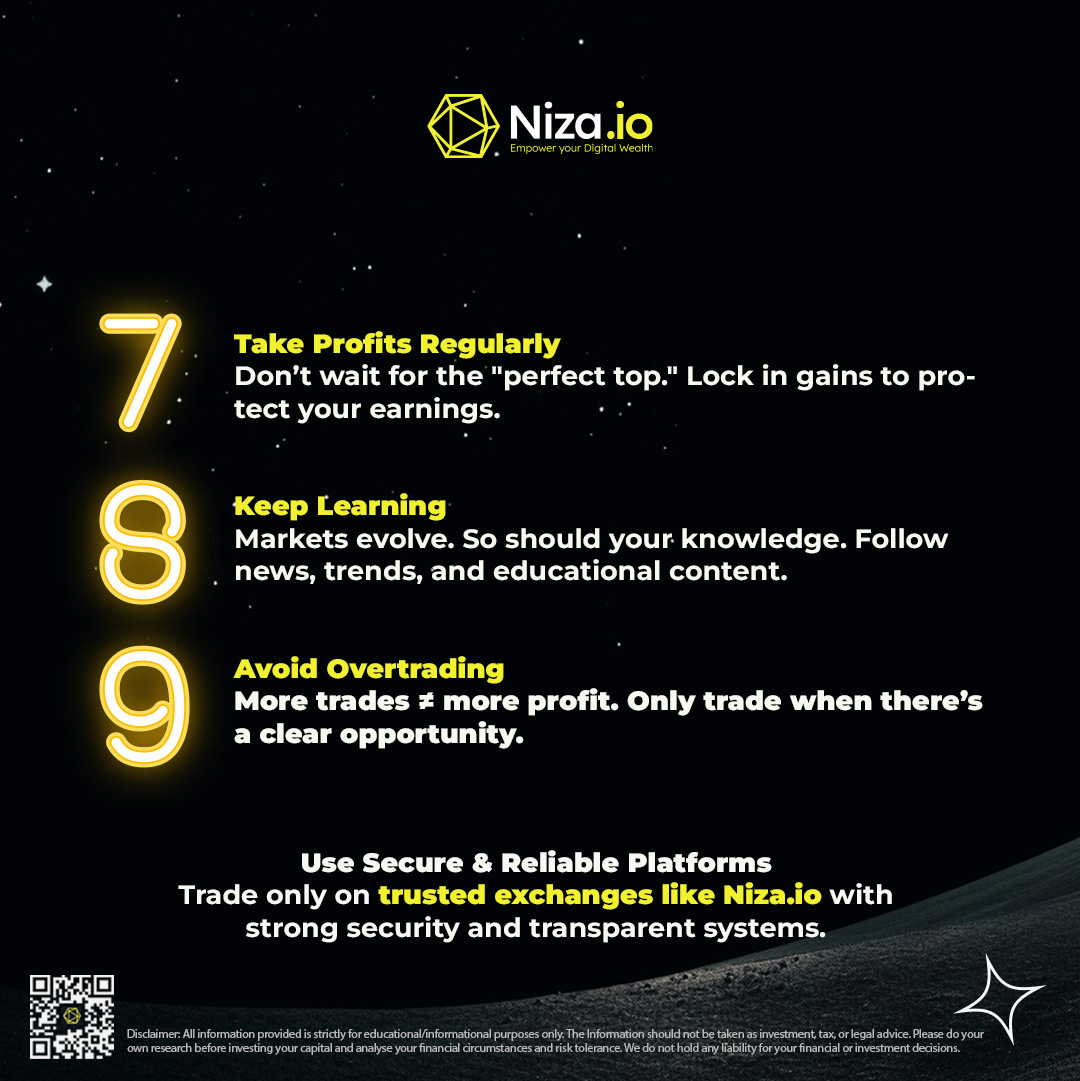 nizacoin's tweet image. 🧠 The smartest traders aren’t lucky - they’re informed.

Discover the 9 Golden Rules for smart trading.
📈 Trade with confidence
💰 Maximize your profits

👉 Start now: niza.io/trade

#niza #smarttrade #learn #nizalearn #cryptolearn #DYOR