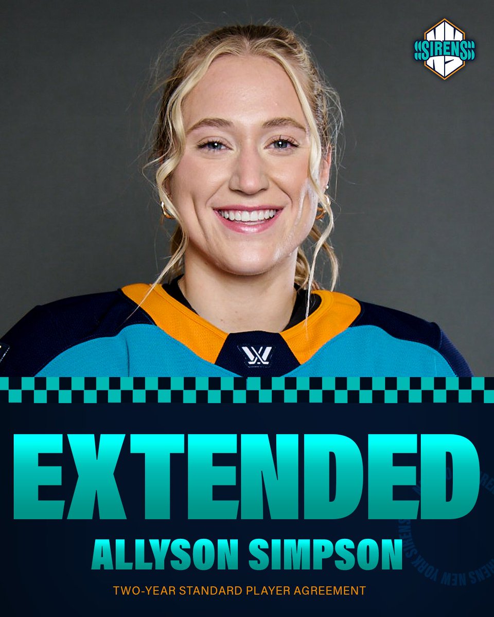 PWHL_NewYork's tweet image. ALLY’S HERE TO STAY! 🗣️
The Sirens have signed defender Allyson Simpson to a two-year Standard Player Agreement.
📰 bit.ly/40EtYP5