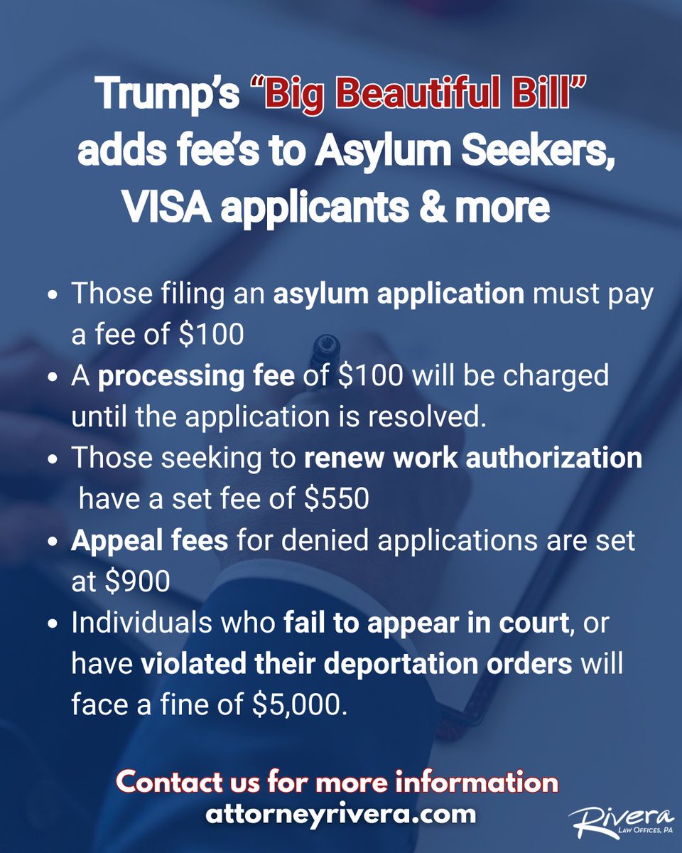 riveralaw2's tweet image. 🚨 Trump’s “Big Beautiful Bill” – What You Need to Know 🚨

#ImmigrationNews #KnowYourRights #AsylumSupport #ImmigrationReform #ImmigrantVoices #TrumpImmigrationBill #ImmigrationLaw #WeFightForYou #AttorneyRivera #RiveraLaw