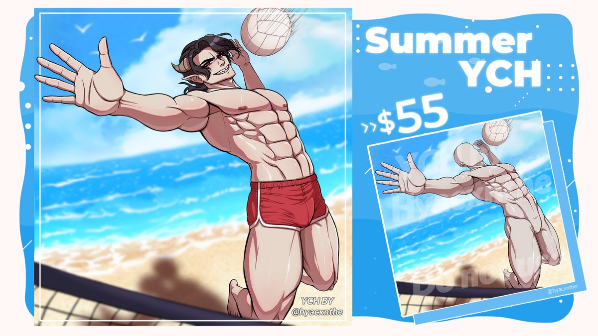 🌊SUMMER YCH 2025 ☀

Second year in a row!!

⮞Choose any clothes/expressions of your preference 
⮞Celshaded
⮞🔞ver. OK

🔗(ﾉ◕ヮ◕)ﾉ Details below!