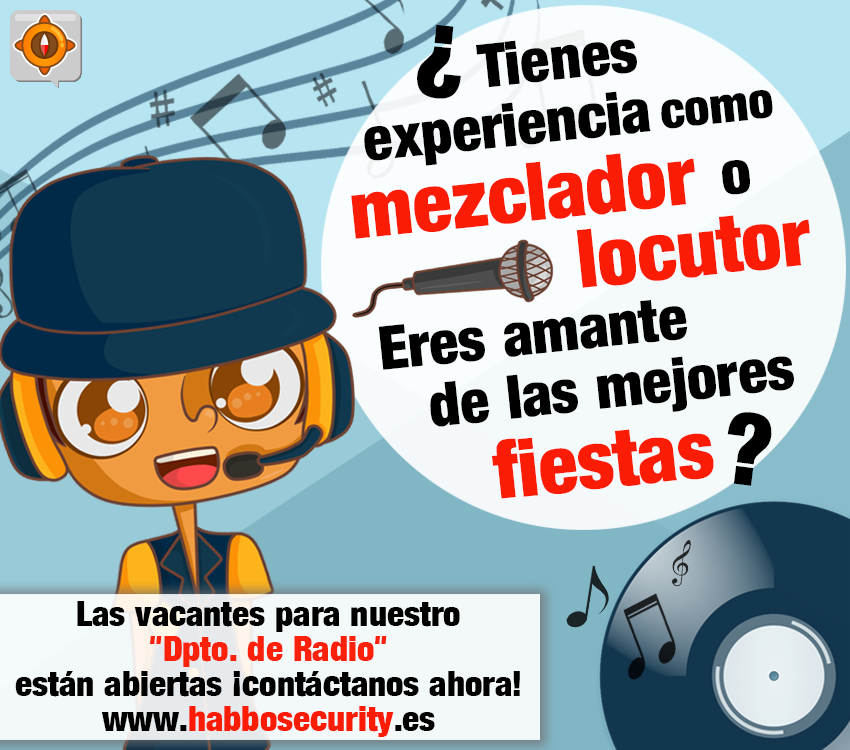 ¿Te entusiasma crear momentos inolvidables, compartiendo esos temas musicales que nunca pueden faltar? 📻🪩 ¡Te estamos buscando! Únete al Equipo de Radio de HabboSecurity y empieza a crear las mejores fiestas de #Habbo. 🎵

Postulate aquí 👉 habbosecurity.es/vacancies