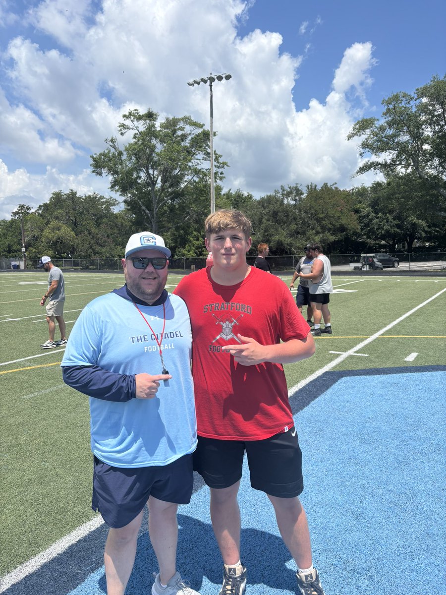 Had a Great day today at the Citadel linemen camp! Can’t wait to be back! <a href="/CoachGuard_/">Phill Guard</a> <a href="/coachdannylewis/">Danny Lewis</a> <a href="/CoachGioCitadel/">Giovanni Ricciardi</a> <a href="/Coach_BrockC/">Brock Carroll</a> <a href="/KoachDrayton/">Maurice Drayton</a>