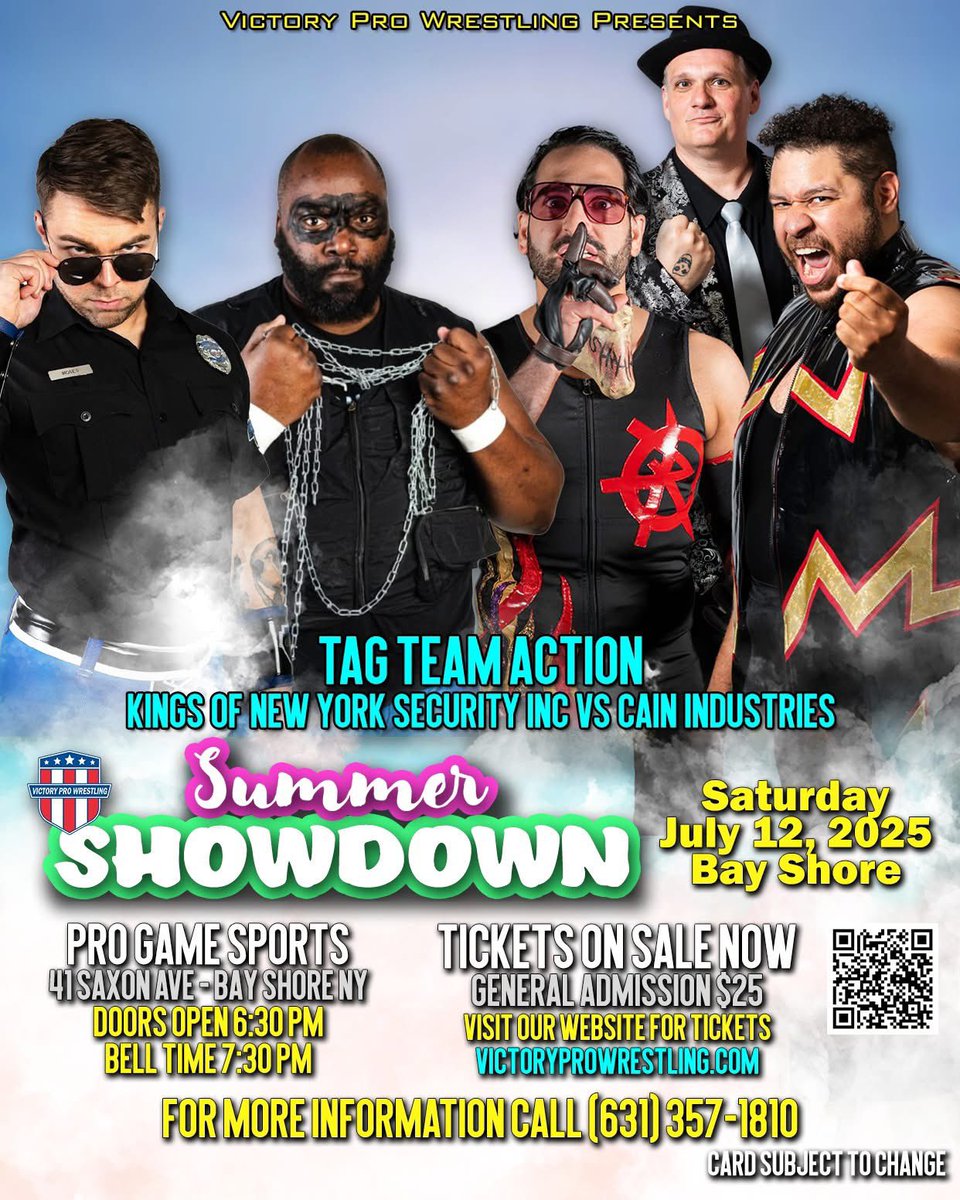 SecurityIncPro's tweet image. This Saturday @VPW_Wrestling #SummerShowdown, we will prove that businesses rise and fall, but brotherhood is unbreakable.
The once mighty Cain Industries will now crumble at the feet of the Kings of New York.
ALL HAIL SECURITY INC.! 🚨👑
victoryprowrestling.com/cain-industrie…