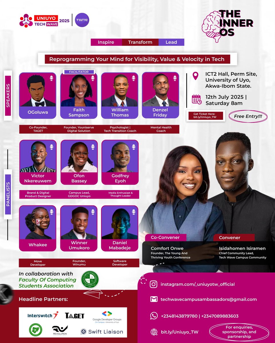 yourtaget's tweet photo. Catch TAGET co-founder @Ogoluwa_ live at Tech Wave 2025: The Inner OS π―π₯
Weβre excited to collaborate with @wearetwcc on this impact-driven event.
π§ Theme: Visibility, Value & Velocity in Tech
π
July 12 | π UniUyo
ποΈ https://t.co/5nSfDLW1uU
#TAGET #TheInnerOS #LUC1 https://t.co/TIUR7mLkuI
