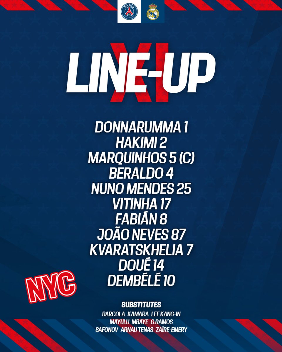 Le XI des Rouge et Bleu pour cette demi-finale ! 📄

#PSGREAL I #FIFACWC