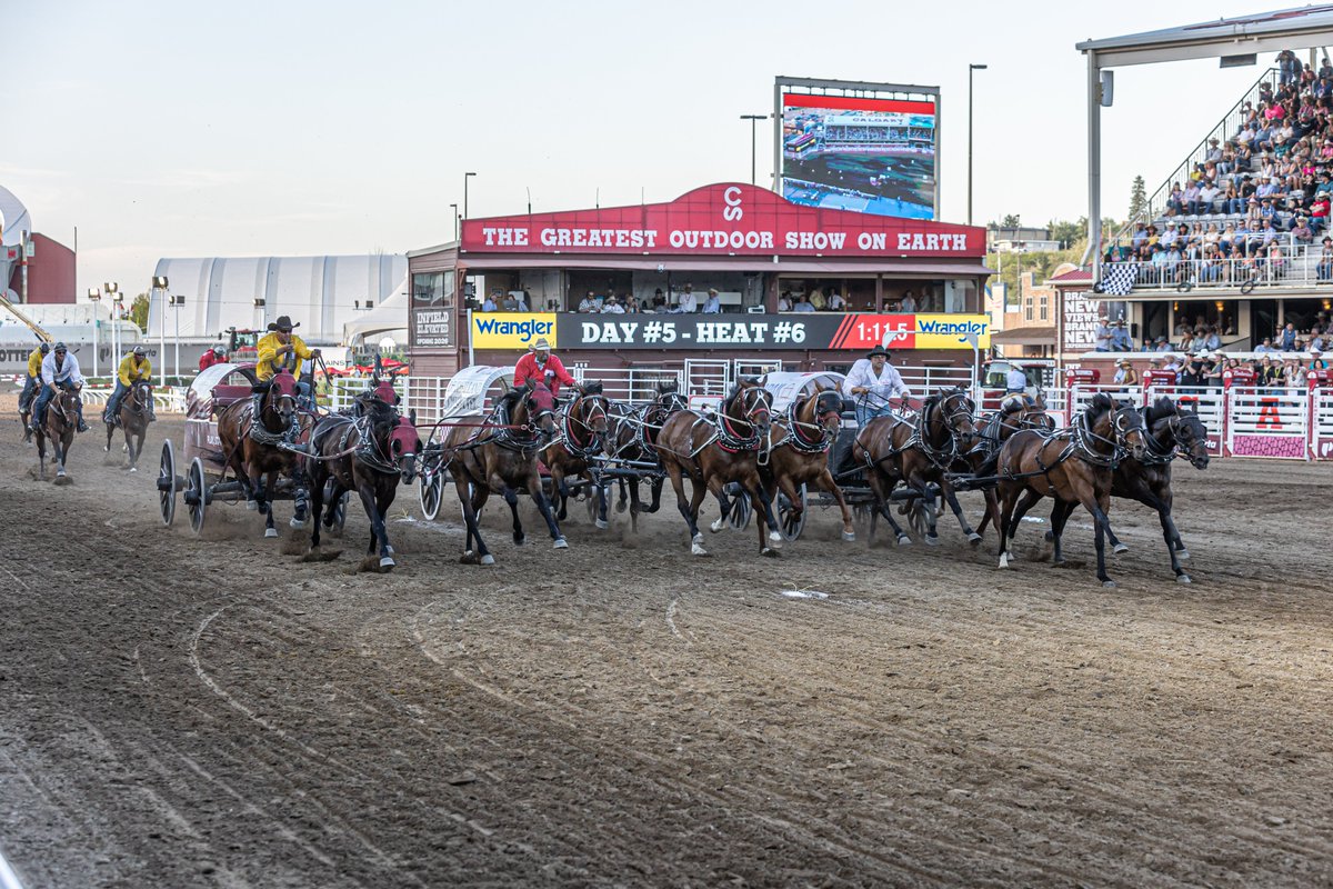 CSchuckwagons's tweet photo. 🏁 Night 5 Recap of the Rangeland Derby Presented by Play Alberta!

What a night at GMC Stadium! The wagons flew fast and the leaderboard got a shake-up as Night 5 of the Rangeland Derby delivered high speeds and high drama.

#CSChuckwagons #CSRelay #RangelandDerby https://t.co/6XW8JVyyBa