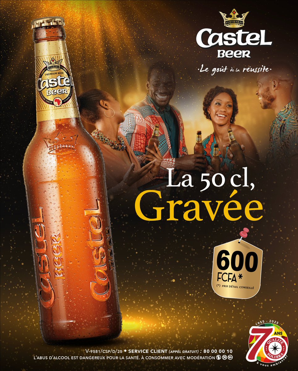 Notre emblématique 50 cl se réinvente : 𝘂𝗻𝗲 𝗯𝗼𝘂𝘁𝗲𝗶𝗹𝗹𝗲 𝗴𝗿𝗮𝘃𝗲́𝗲 𝗾𝘂𝗶 𝗺𝗮𝗿𝗾𝘂𝗲 𝗻𝗼𝘁𝗿𝗲 𝘀𝗶𝗴𝗻𝗮𝘁𝘂𝗿𝗲, 𝘃𝗼𝘁𝗿𝗲 𝘀𝘂𝗰𝗰𝗲̀𝘀 𝗽𝗮𝗿𝘁𝗮𝗴𝗲́.
Castel Beer – Le goût de la réussite.🎉
#CastelBeer #VerreConsigné #BouteilleGravée #LeGoûtDeLaRéussite