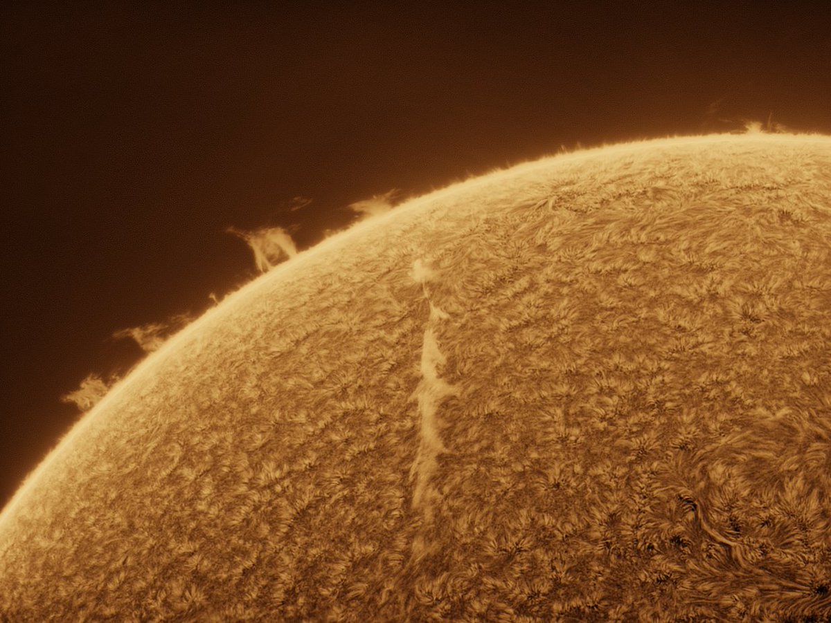 MBerto7's tweet image. Sesión solar de hoy (09-07-2025)
Había algo de actividad en los dos limbos. Veremos si vuelve a aumentar el número de manchas en los próximos días.

Long Perng 80 f6.25
Daystar Quark chromosphere 
Player One Apollo-M Mini
Player One ERF S-Series
Svbony UV IR cut