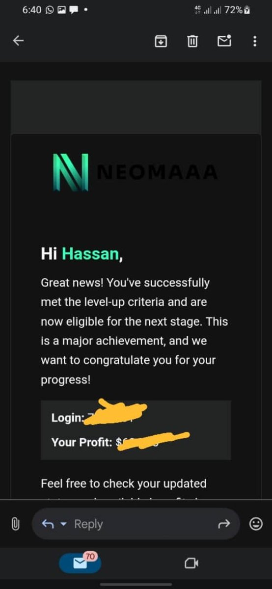 Alhmdllh I secured my funded account with neomaaa

Thanks to <a href="/FranCaceres/">Fran</a> for the opportunity thanks alot 

<a href="/neomaaafunds/">NeomAAA Funds | Prop Trading Firm</a>