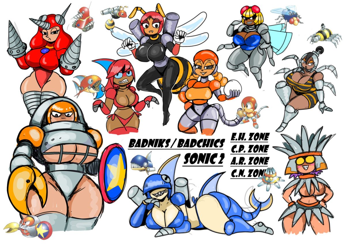 Well desided To do this along everything else going on.
Some sonic enemies turned To some gals.
Do tell Who hits your fancy the most. I say personal the spider one came out Best for me