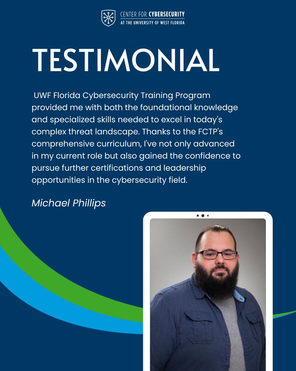 If you're a Florida state or local government looking to advance your career or level up your cyber skillset, the Florida Cybersecurity Training Program can help, just like it did for Michael.

<a href="/UWF/">UWF</a>  
#UWFCyber #cybertraining #government #Florida