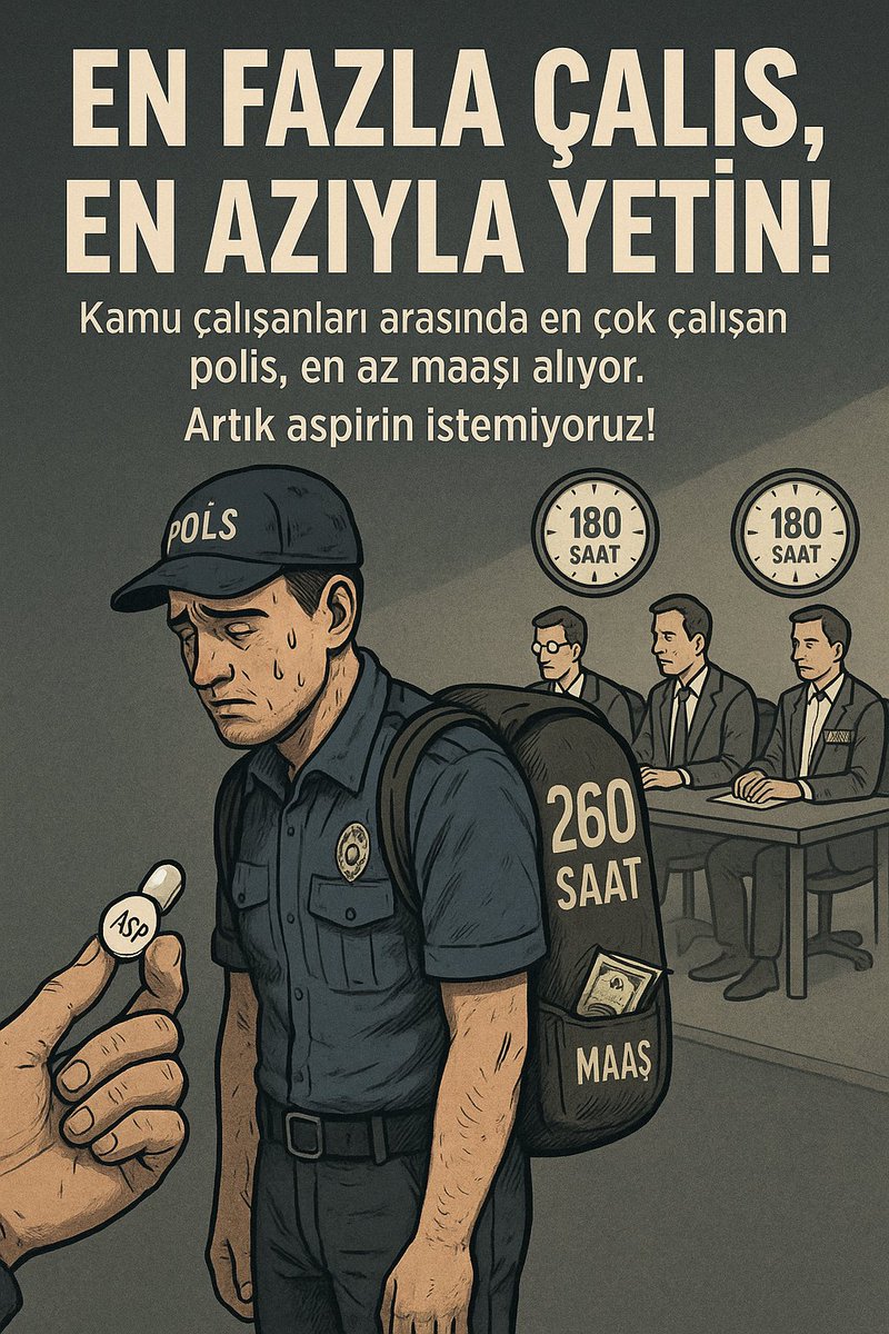 Meslek kanunu yok.
Çalışma sınırı yok.
Konuşma hakkı yok.
Sendika hakkı yok.
Temsil hakkı yok.
Toplu sözleşme hakkı yok.
#EmniyetiDuyanVarmı