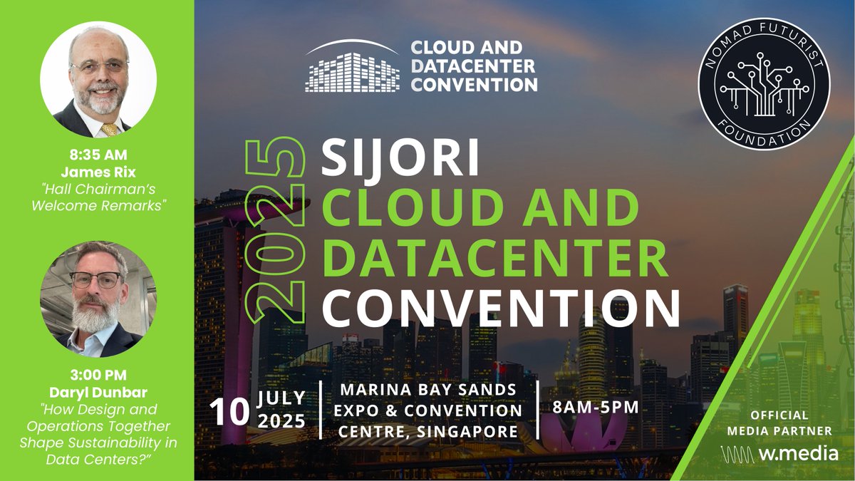 nomadfuturist's tweet image. The @nomadfuturist Foundation is joining SIJORI Cloud & DC Convention 2025 in Singapore!
Catch Ambassadors James Rix and Daryl Dunbar on stage at Plenary Hall.
Register now: hubs.li/Q03w4YlC0
#SIJORI2025 #AI #DataCenters #GPUInfra
