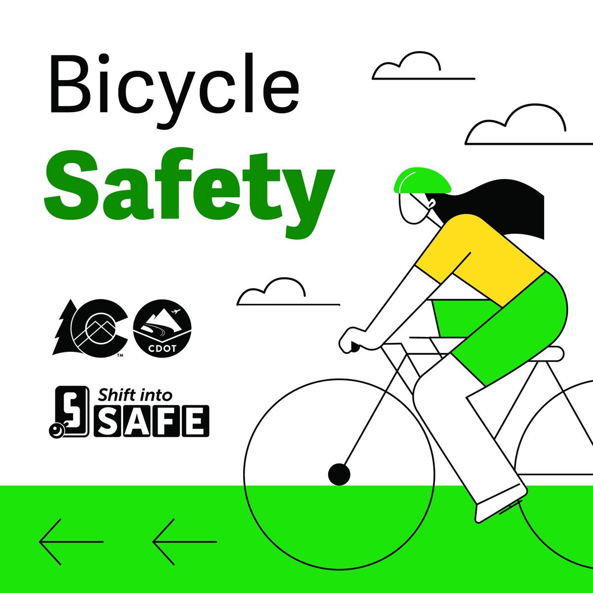ColoradoDOT's tweet photo. CDOT is launching its bicycle safety campaign this summer! Drivers, avoid distractions and never speed or drive impaired.
Bicyclists, wear a properly fitting helmet, ride single file and yield to pedestrians.
More information: https://t.co/fzkDyb2ga4
#BikeSafety #ShiftintoSafe https://t.co/M1J9nTNJFF