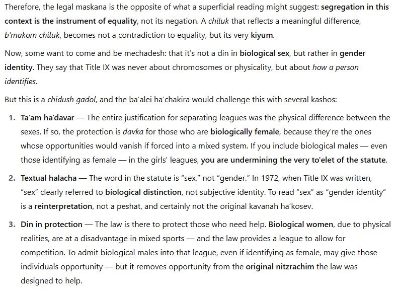 CharlieChemtob's tweet image. On yesterday's episode of Advisory Opinions, @DavidAFrench laid out an analysis of Title IX to @whignewtons that reminded me of a geshmake chakira. So I asked ChatGPT to turn it into one.