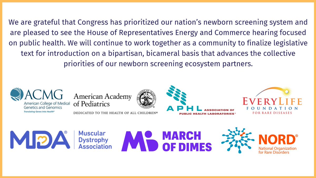MarchofDimes's tweet image. March of Dimes and our partners are pleased to see the House Energy & Commerce Committee prioritize discussions on our lifesaving newborn screening system in the upcoming public health hearing.