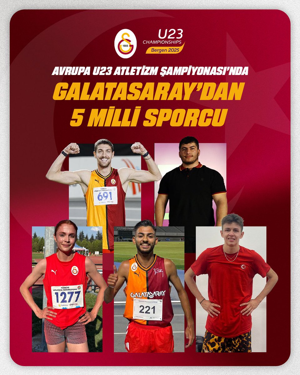 🇹🇷 17-20 Temmuz tarihleri arasında Norveç’in Bergen kentinde düzenlenecek olan Avrupa U23 Atletizm Şampiyonası’nda, kulübümüzün 5 sporcusu ay yıldızlı forma altında ülkemizi temsil edecek.

Detaylar için 👉 galatasaray.org/haber/amator-s…