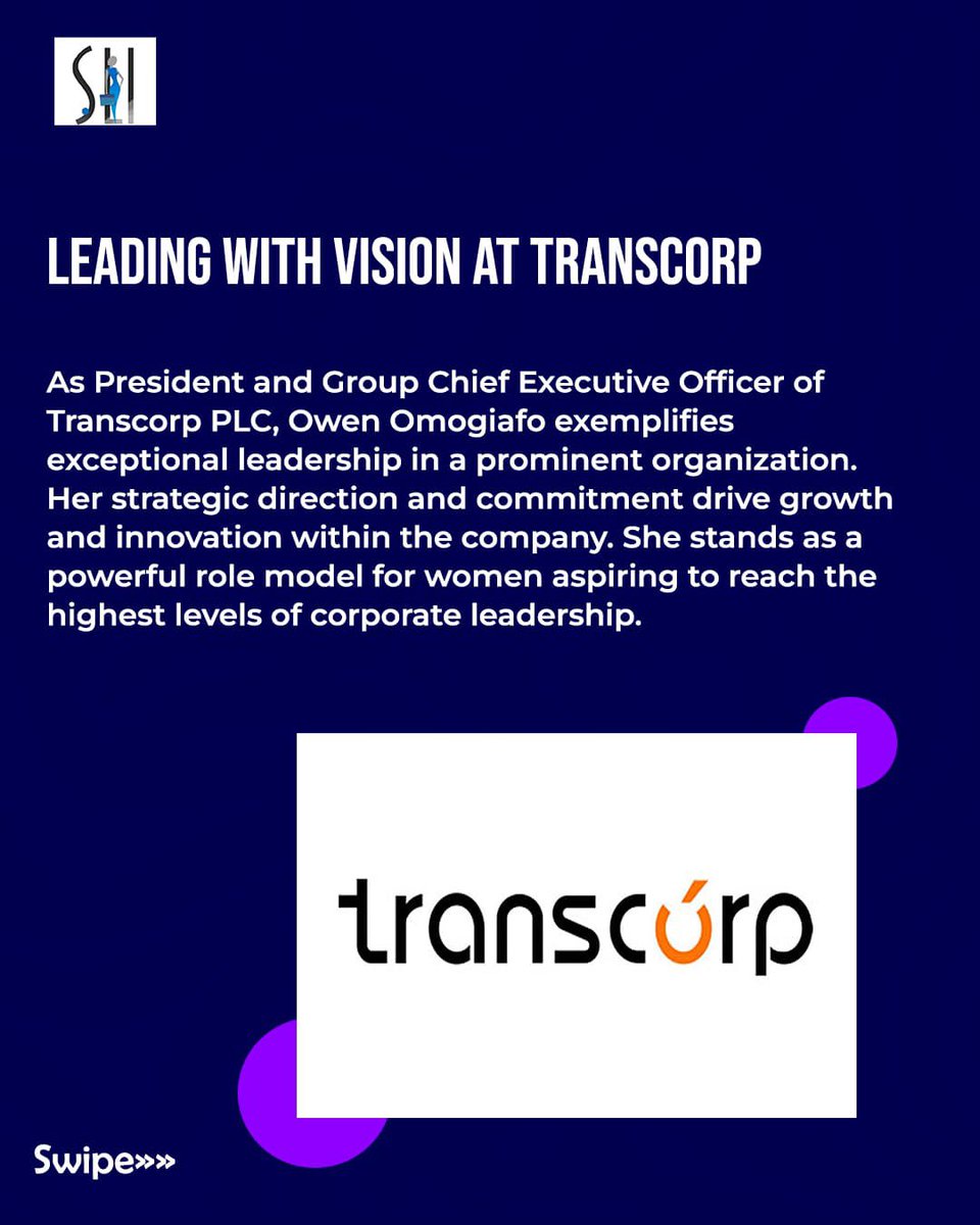 shelaunchedit's tweet image. @owenomo  President and GCEO of Transcorp PLC, embodies visionary leadership and a commitment to excellence. Her strategic impact and extensive experience make her a powerful role model, championing working women to reach new heights.
#OwenOmogiafo #Transcorp #FemaleCEO
