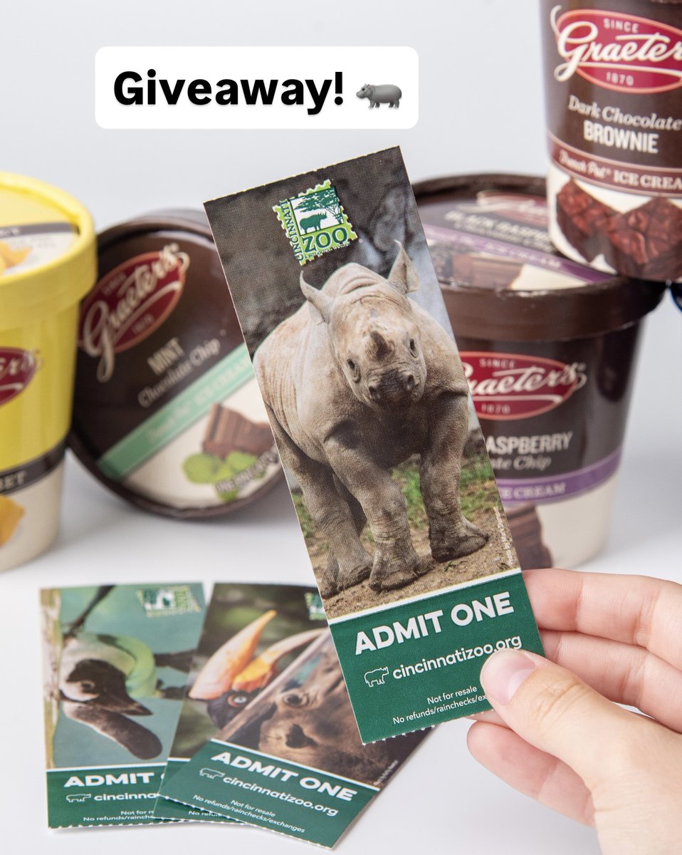 Giveaway! 🦛🦒🦓

We’re partnering up with the <a href="/CincinnatiZoo/">Cincinnati Zoo</a> to giveaway a $50 Graeter’s gift card and 4 Tickets to our Zoo La Palooza event at the Zoo on July 25th!

To enter: 
❤️ Like
🔁 Repost 
💬 Comment your favorite Zoo animal

We’ll select 2 winners this Friday, 7/11!