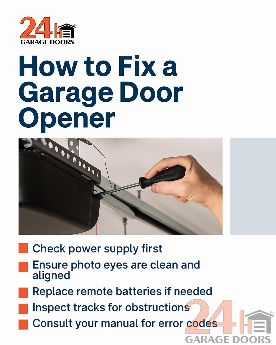 24HGarageDoor's tweet image. Opener acting up? Don't panic! Quick troubleshooting guide to fix common garage door opener issues. Get it working again!
📞 Call us: (203) 489-2043
🧡 24H Garage Doors
24hourgaragedoorsct.com/service/garage…
#FixGarageOpener #TroubleshootingGuide #DIYRepair #CommonProblems #QuickFix