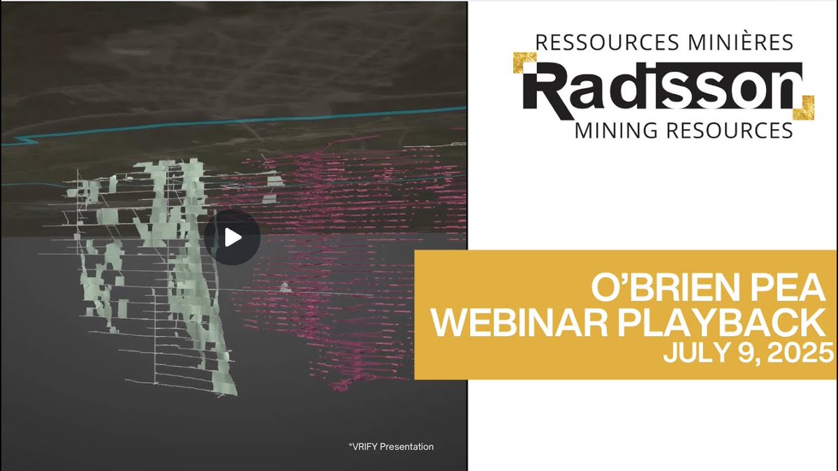 ‼️ICYMI WEBINAR REPLAY — Earlier today, Radisson hosted a technical webinar for the O’Brien PEA announcement.

WATCH THE PLAYBACK HERE ⬇️
youtu.be/Cu64eUlFLHw?ut…

🇨🇦 $RDS.V | 🇺🇸 $RMRDF
#mining #investing #gold #quebec #explorationminière #or