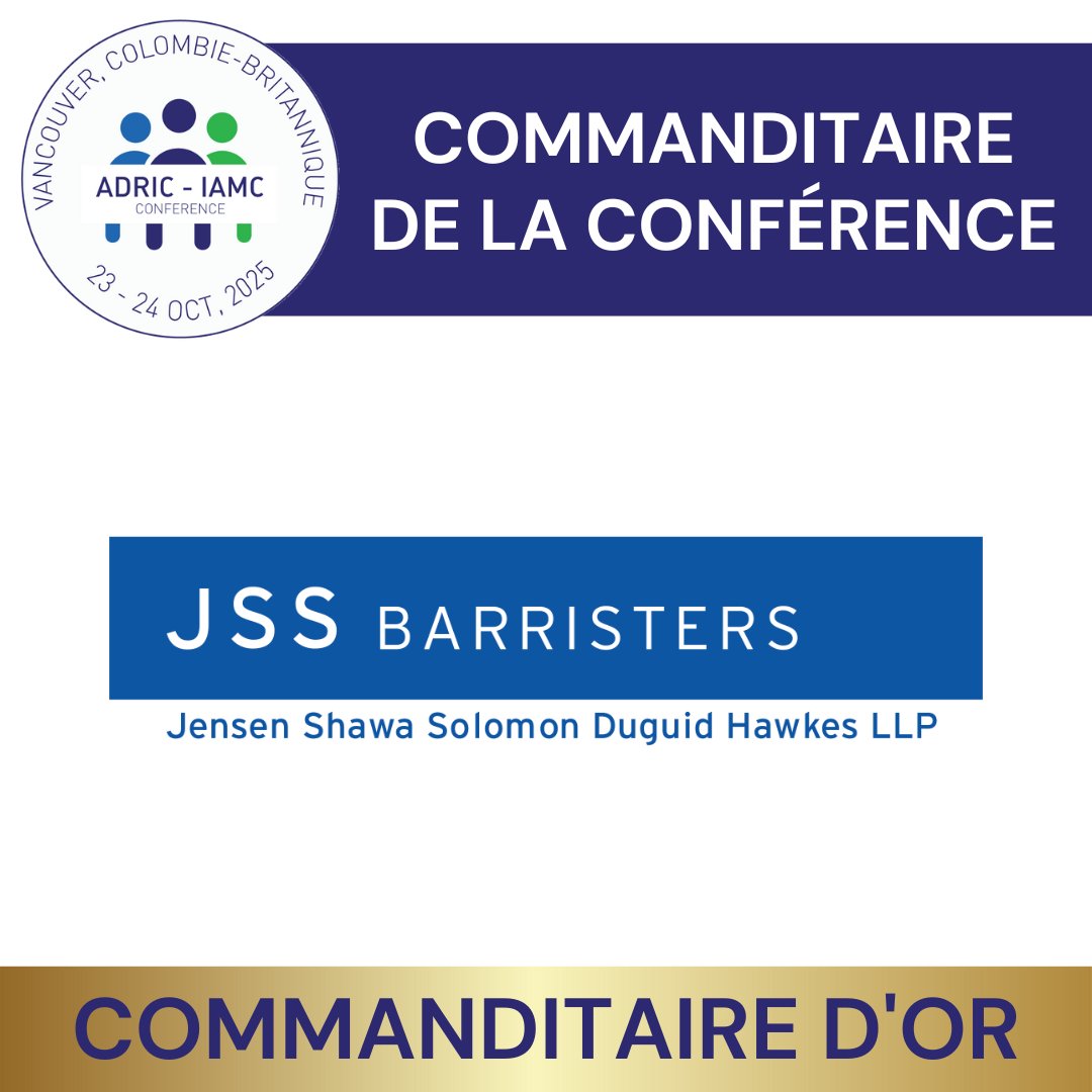 We’re proud to have Jensen Shawa Solomon Duguid Hawkes LLP on board as an official sponsor of the ADRIC 2025 Conference! Their support makes it possible for us to deliver valuable learning and networking opportunities.

Learn more about them: zurl.co/IC2zI

<a href="/ADR_BC/">ADR Institute of British Columbia</a>