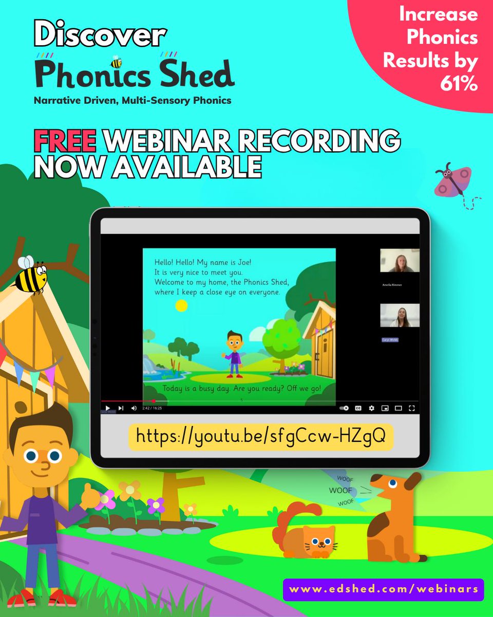 Discover everything you need to know about Phonics Shed in this FREE webinar recording.

👀 Watch and explore our DfE-validated, narrative-driven, multi-sensory SSP program and see how it can support early reading success.

👉 youtu.be/sfgCcw-HZgQ