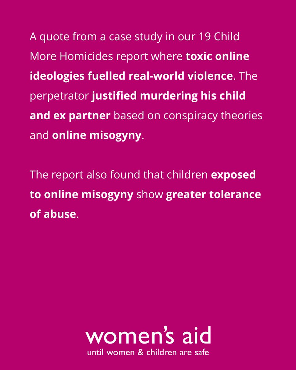 Misogyny kills. A perpetrator was radicalised online and believed he was legally justified in killing.

Read the full case story in our 19 child homicides report here: womensaid.org.uk/wp-content/upl…