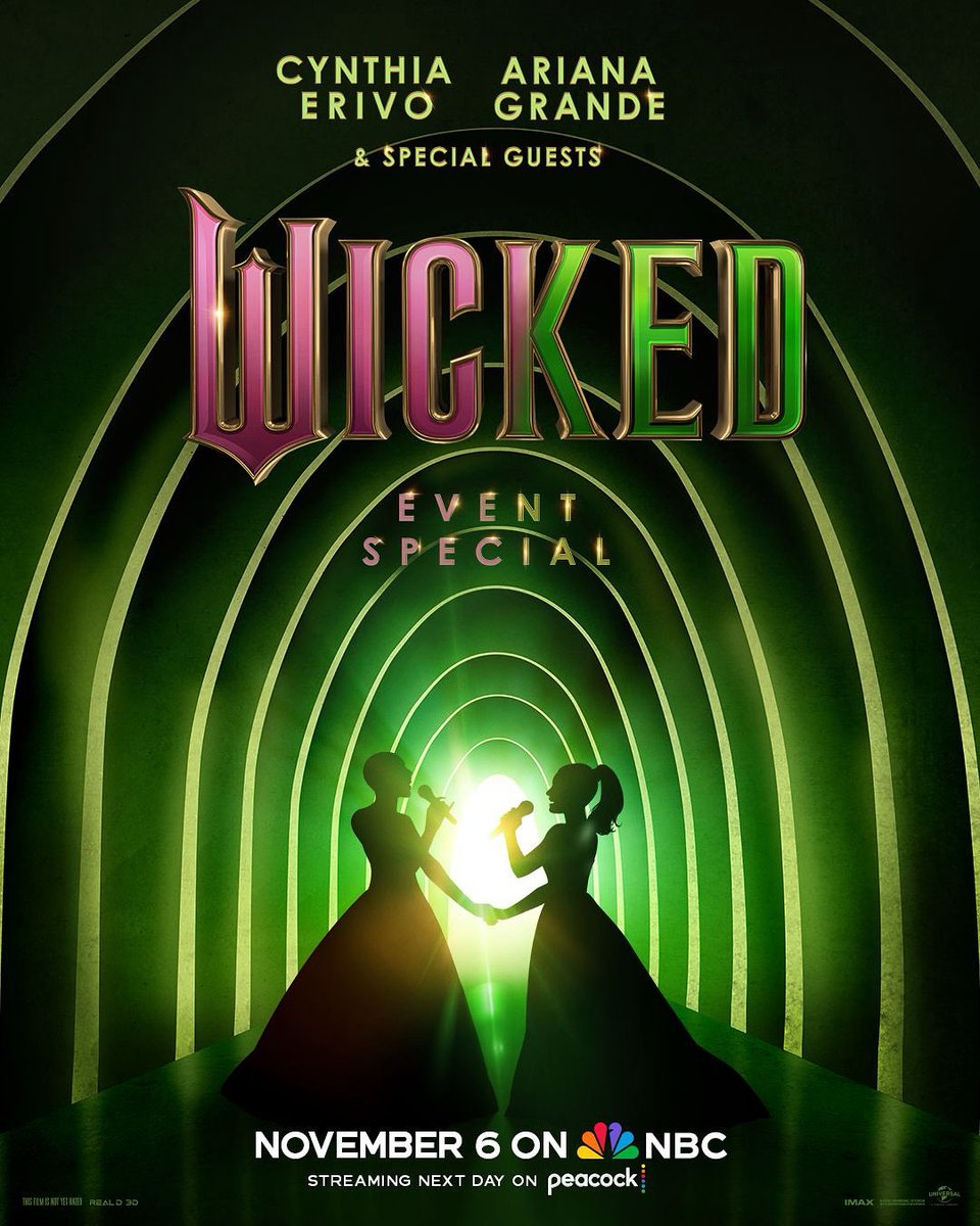 Mark your calendars✨ 

A one-time-only Wicked special airs on November 6th at 8 pm ET/PT on <a href="/nbc/">NBC Entertainment</a> and streaming on <a href="/peacock/">Peacock</a> the next day💚🩷