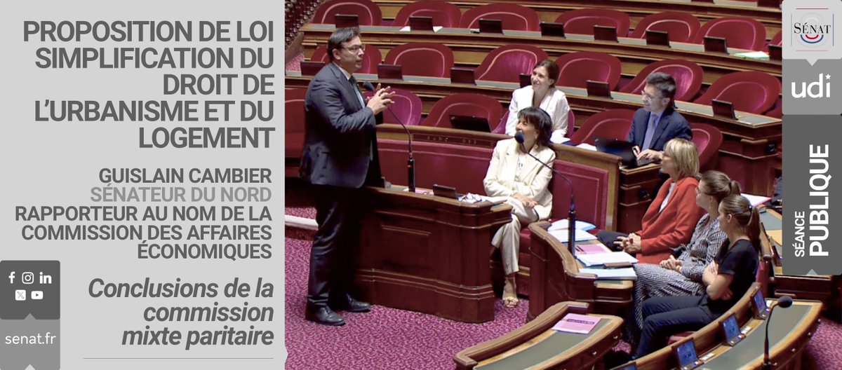 Adoption au #Sénat du texte Simplification du droit de l'urbanisme et du logement.
Biens sans maître, PLU(i), Scot, EPF, Recours, ... des mesures concrètes pour faciliter, pour simplifier le droit, pour mieux outiller nos territoires, sécuriser nos maires et répondre au terrain.
