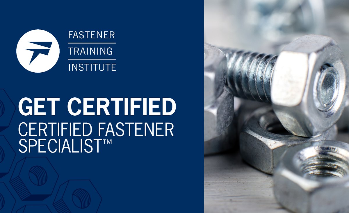 Get Certified! The Certified Fastener Specialist™ program is the most noteworthy measurement of technical aptitude for fastener professionals. Earn the designation with seven single-day courses and plant tours - or with a week-long Fastener Training Week. ow.ly/qVI650Wk3SL