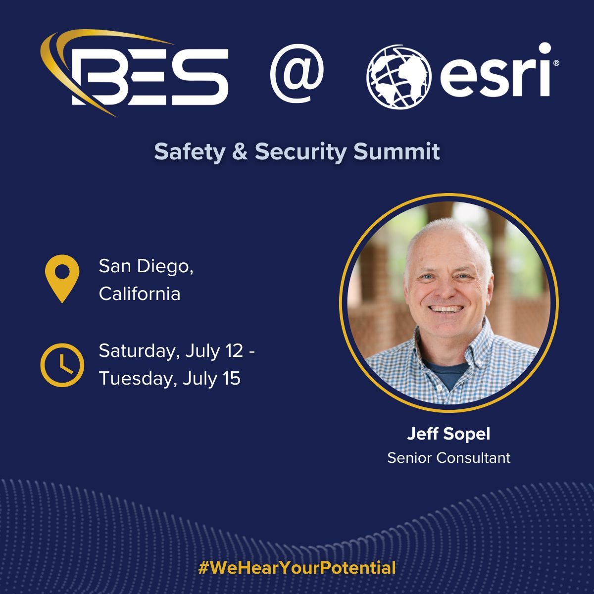 🛡️ When safety is at stake, clarity is everything.

On Saturday, join BES’s Jeff Sopel with other industry-leading #GIS professionals at Esri’s Safety &amp; Security Summit. Ask Jeff how BES supports mission-driven GIS solutions, transforming how agencies plan, respond, and protect.