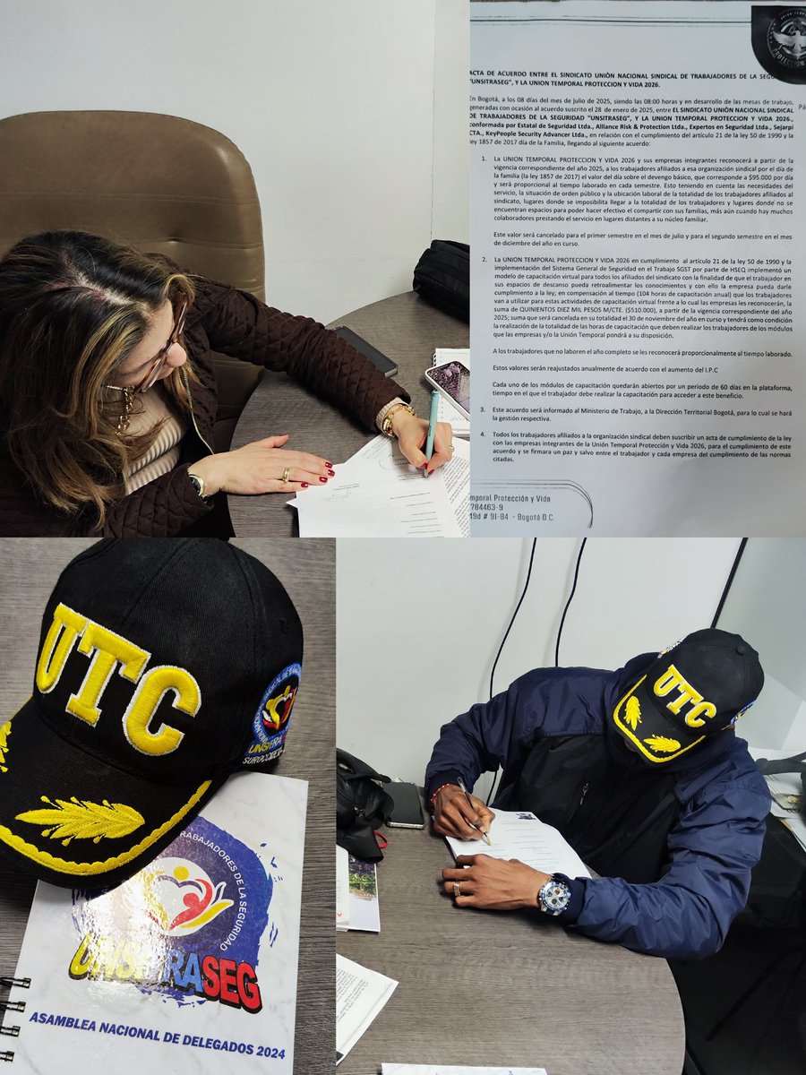Hoy orgullosamente como psdte y gestor de la ardua lucha sindical,  levantamos la voz con orgullo y dignidad, porque esta firma de colectividad representa mucho más que un acuerdo: es la restitución de los derechos que durante años nos han sido negados.<a href="/NacionalUtc/">UTC FISCAL NACIONAL</a> <a href="/UNPColombia/">Unidad Nacional de Protección, UNP.</a>