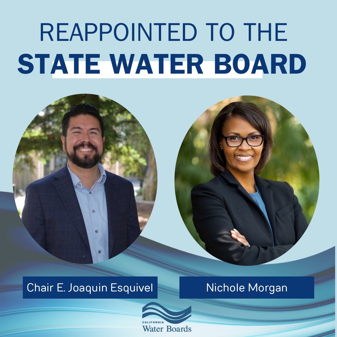🎉 Congratulations to State Water Board Chair Esquivel and Board Member Morgan, who are scheduled to appear before the Senate Rules Committee for a hearing on their confirmation for reappointment to the State Water Board today at 1:30pm. 

💻: senate.ca.gov/calendar#:~:te…