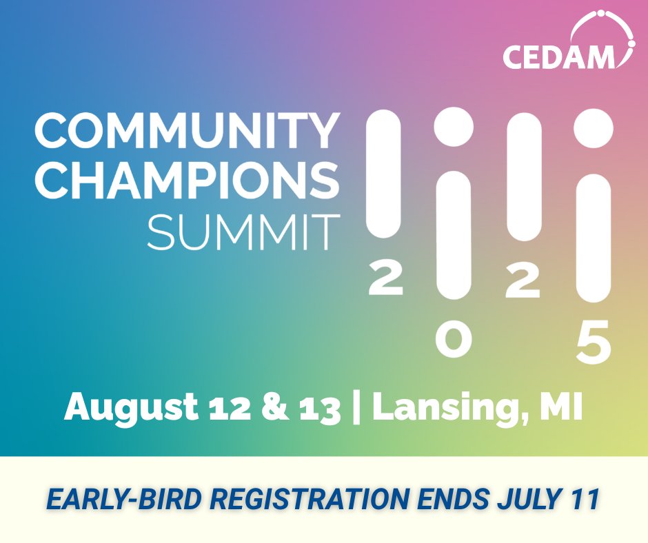 CEDAMinfo's tweet image. This is your last week to take advantage of early-bird pricing when you register for the 2025 Community Champions Summit. Early-bird registration ends July 11. Don't forget, members get a discounted registration rate on top of the early-bird discount! app.glueup.com/event/communit…