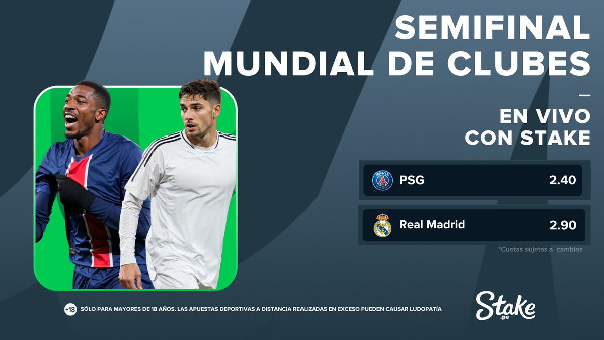 PeruStake's tweet photo. #PSGvsRM por #MundialDeClubes🏆
Vive el minuto a minuto de uno de los partidos más emocionantes del torneo entre PSG 🇫🇷 y Real Madrid 🇪🇸 con #Stake.
Daremos una FREEBET de S/20 💸 al Staker que más RT de durante el día.
Apuesta aquí: https://t.co/NX5YfNBUMJ https://t.co/XlsxtjYeuJ
