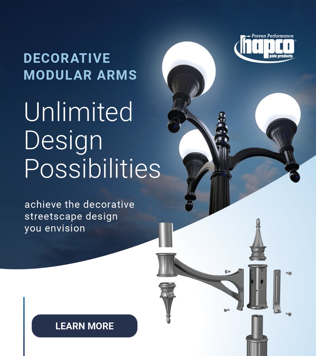 hapco's tweet image. HAPCO DECORATIVE MODULAR ARMS

With multiple configurations and virtually unlimited design possibilities, Hapco's Decorative Modular Arm System gives designers and specifiers the freedom to craft the ideal streetscape for any project.

LEARN MORE: ow.ly/FPIg50Wnciq