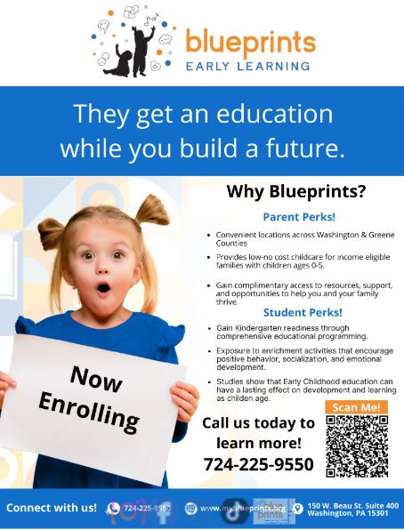 If your child is not old enough for kindergarten this year, BluePrints still has a few openings available.