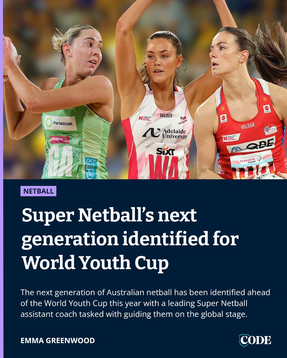 CODE Netball (@codenetball) on Twitter photo Australia's squad for netball's World Youth Cup is filled with #SuperNetball talent. Meanwhile, the player market is set to heat up and the sport farewells a pair of legends.
READ MORE | bit.ly/46yW426
✍️: <a href="/EmmaGreenwood12/">Emma Greenwood</a> Australia's squad for netball's World Youth Cup is filled with #SuperNetball talent. Meanwhile, the player market is set to heat up and the sport farewells a pair of legends.
READ MORE | bit.ly/46yW426
✍️: <a href="/EmmaGreenwood12/">Emma Greenwood</a>
