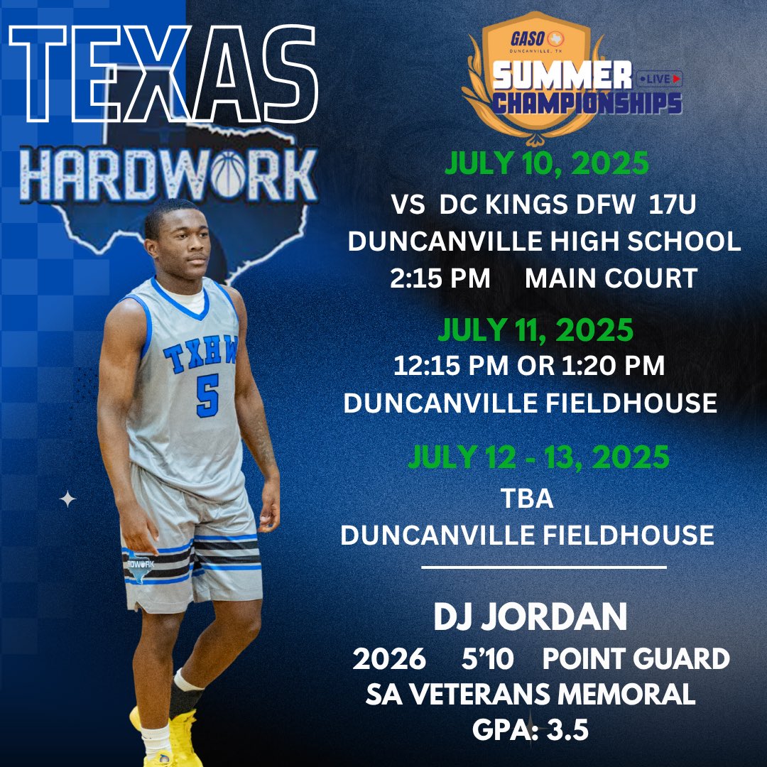 DJ Jordan (@djjordantx) on Twitter photo Schedule tomorrow for GASO summer championships
I will be in the survive and advance 64 bracket
<a href="/TexasHoopsGASO/">TexasHoops/GASO ๐</a> <a href="/iFilmHoopers/">Michael Timmins</a> <a href="/GASOTim/">Tim Littlefield</a> <a href="/GASOLyndon/">Lyndon Cook ๐</a> <a href="/GASOMass/">Ryan Massad ๐</a> <a href="/CoachMattGrahn/">Matt Grahn</a> <a href="/CoachMav_HSU/">Maverick Harris</a> <a href="/CoachGlenney/">Ryan Glenney</a> <a href="/Coach__JJohnson/">Jack Johnson</a> <a href="/CoachJohnASmith/">Coach John A. Smith ๐</a> <a href="/CoachShad21/">RaShad Robinson</a> <a href="/CoachRockTU/">Marwan โRockโ Elrakabawy</a> Schedule tomorrow for GASO summer championships
I will be in the survive and advance 64 bracket
<a href="/TexasHoopsGASO/">TexasHoops/GASO ๐</a> <a href="/iFilmHoopers/">Michael Timmins</a> <a href="/GASOTim/">Tim Littlefield</a> <a href="/GASOLyndon/">Lyndon Cook ๐</a> <a href="/GASOMass/">Ryan Massad ๐</a> <a href="/CoachMattGrahn/">Matt Grahn</a> <a href="/CoachMav_HSU/">Maverick Harris</a> <a href="/CoachGlenney/">Ryan Glenney</a> <a href="/Coach__JJohnson/">Jack Johnson</a> <a href="/CoachJohnASmith/">Coach John A. Smith ๐</a> <a href="/CoachShad21/">RaShad Robinson</a> <a href="/CoachRockTU/">Marwan โRockโ Elrakabawy</a>