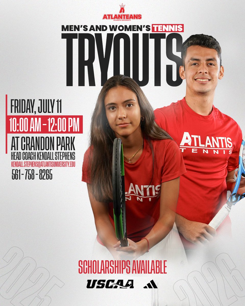 Athletics_au's tweet image. Calling all tennis players! 🎾
📆: Friday, July 11.
🕘 Time: 10 - 12
📍7300 Crandon Blvd, Key Biscayne, FL 33149
🎾Head Coach: Kendall Stephens
✉️Email: kendall.stephens@atlantisuniversity.edu
📞Phone: (561)758-8265
Come swing by, show your skills, and have fun on the court!