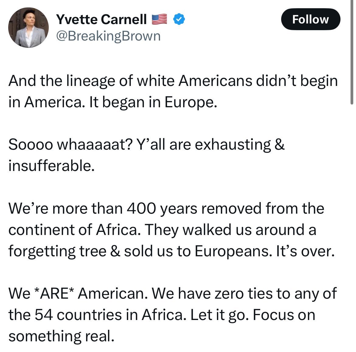 What I find funny is that Yvette claimed Pan-Africanism was dead in 2018 and has spent the years since then  trying to convince people of her position. I have never seen someone fight so hard against a "dead" movement.